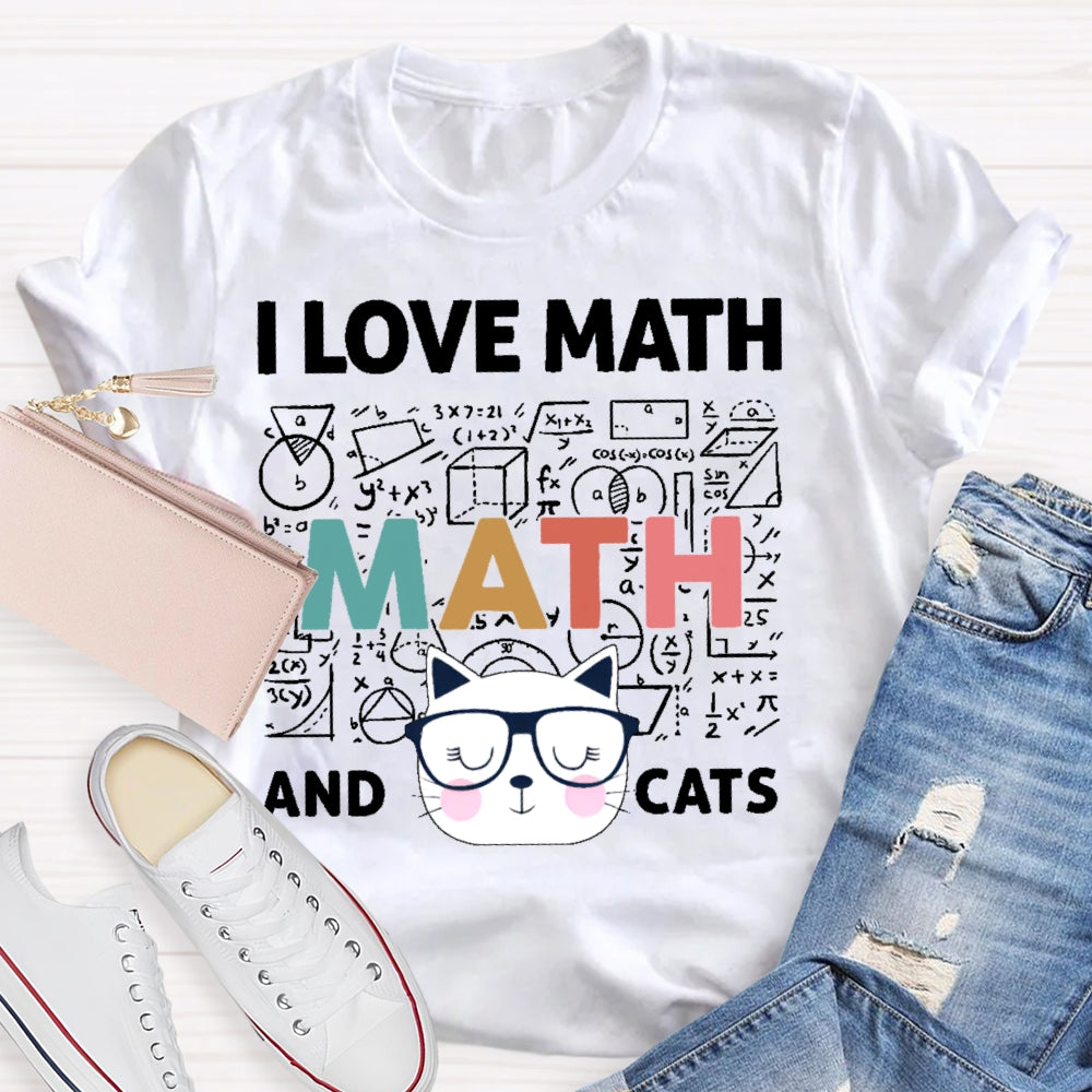 I Love Math And Cats Cute Kitty Cat T-shirt