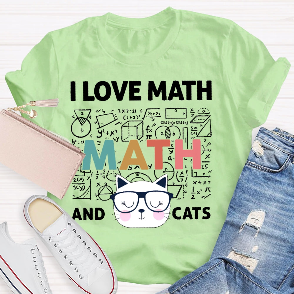 I Love Math And Cats Cute Kitty Cat T-shirt