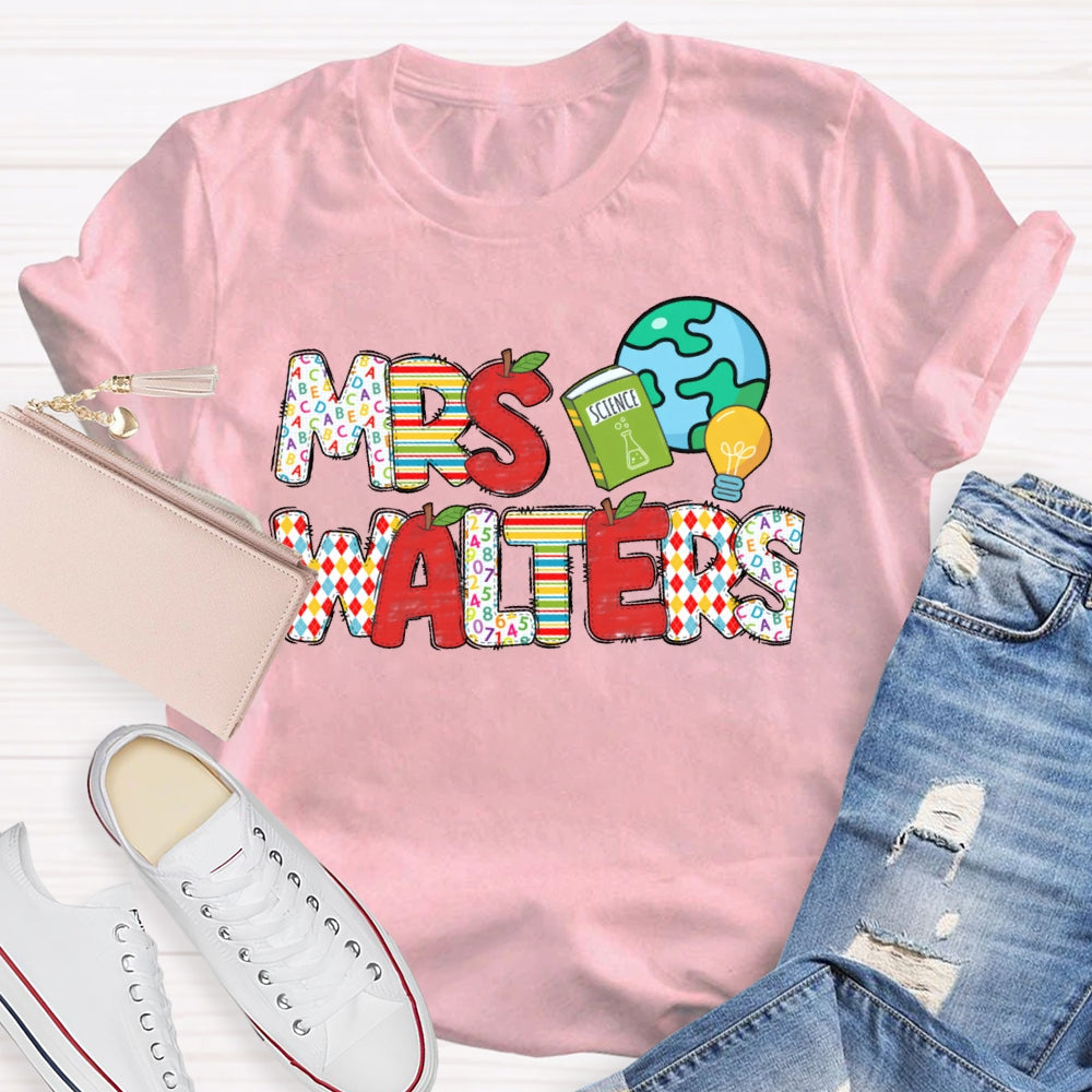 Personalized Name Science Teacher Earth T-shirt