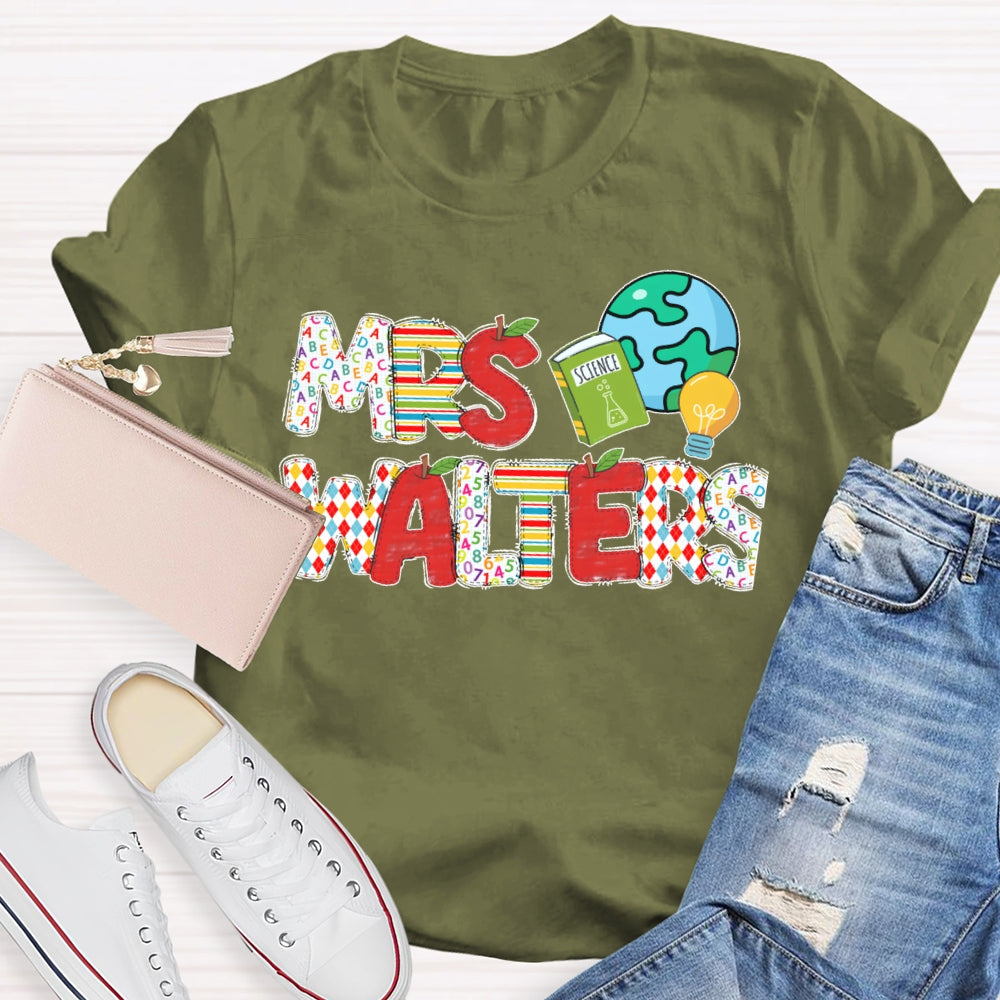 Personalized Name Science Teacher Earth T-shirt