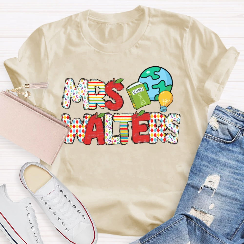 Personalized Name Science Teacher Earth T-shirt