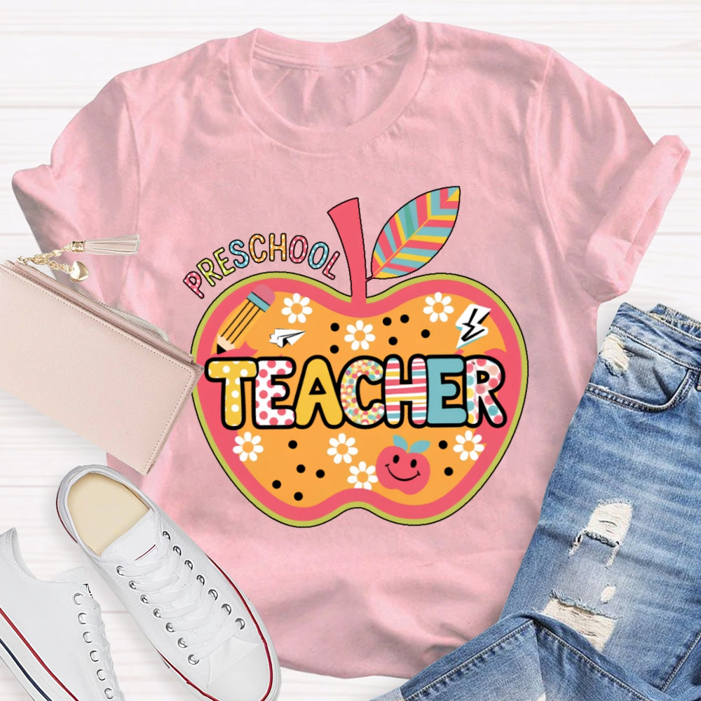 Personalized Grade Apple Graphic T-shirt