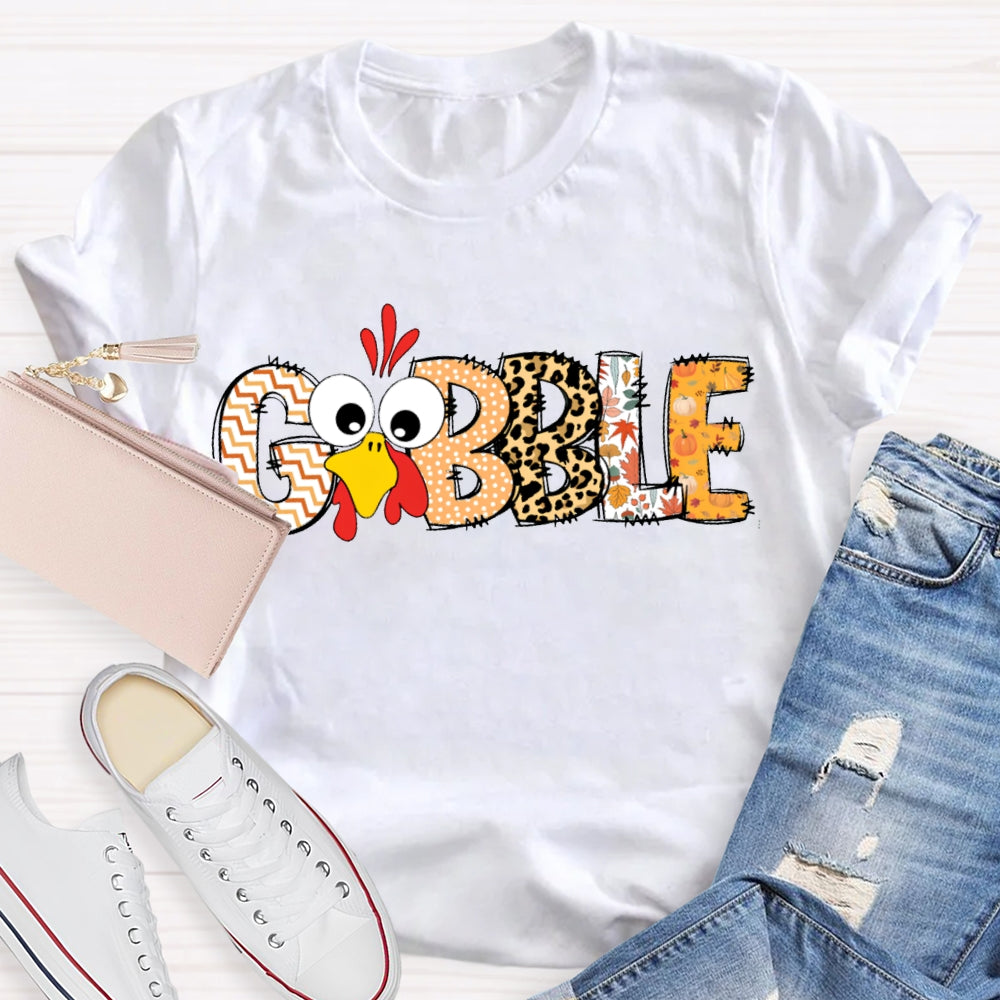 Thanksgiving Turkey Colorful Leopard Font T-shirt
