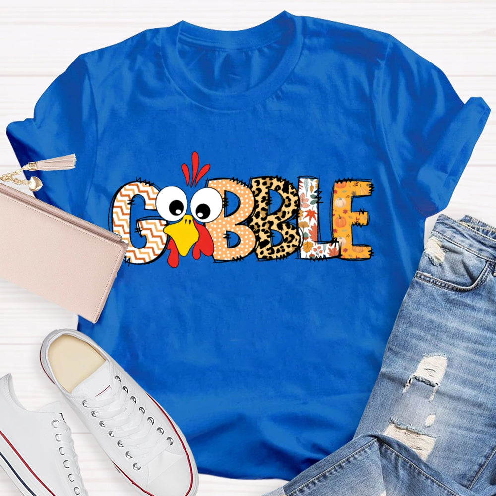Thanksgiving Turkey Colorful Leopard Font T-shirt