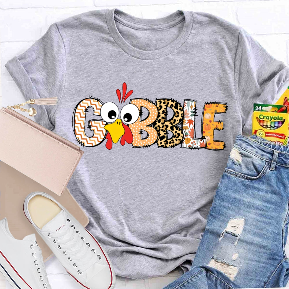 Thanksgiving Turkey Colorful Leopard Font T-shirt
