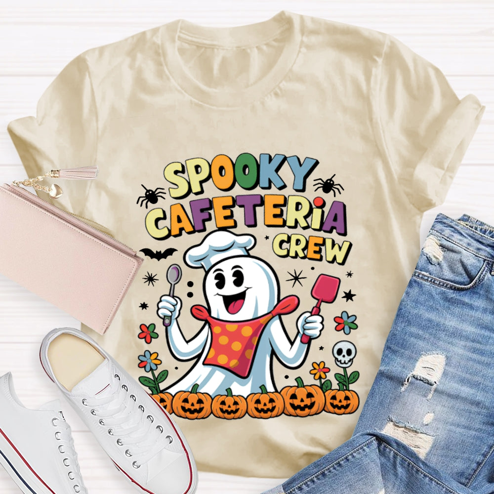 Spooky Cafeteria Crew Chef Ghost And Pumpkin T-shirt