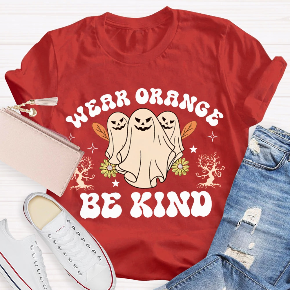 Wear Orange Be Kind Three Ghosts Halloween T-shirt