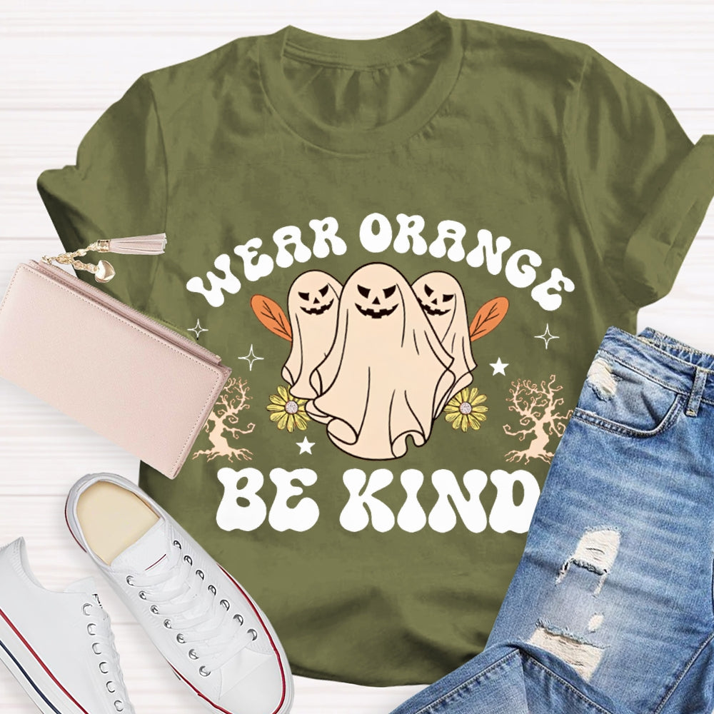 Wear Orange Be Kind Three Ghosts Halloween T-shirt