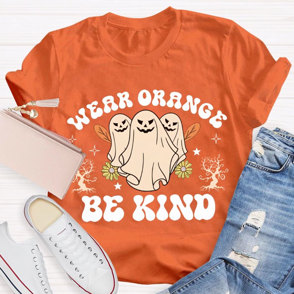 Wear Orange Be Kind Three Ghosts Halloween T-shirt