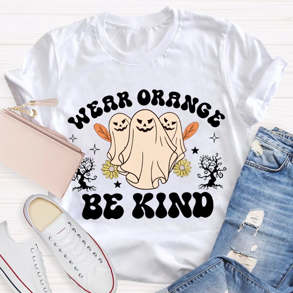 Wear Orange Be Kind Three Ghosts Halloween T-shirt
