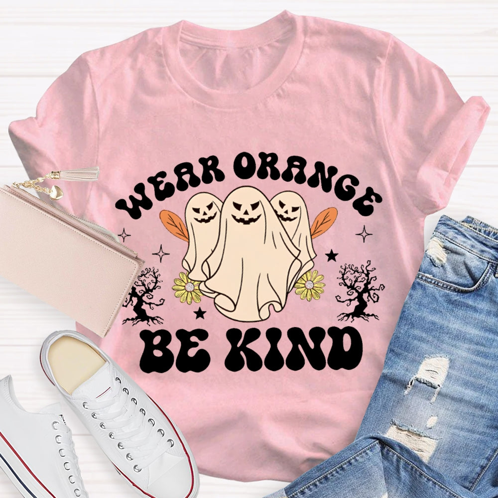 Wear Orange Be Kind Three Ghosts Halloween T-shirt