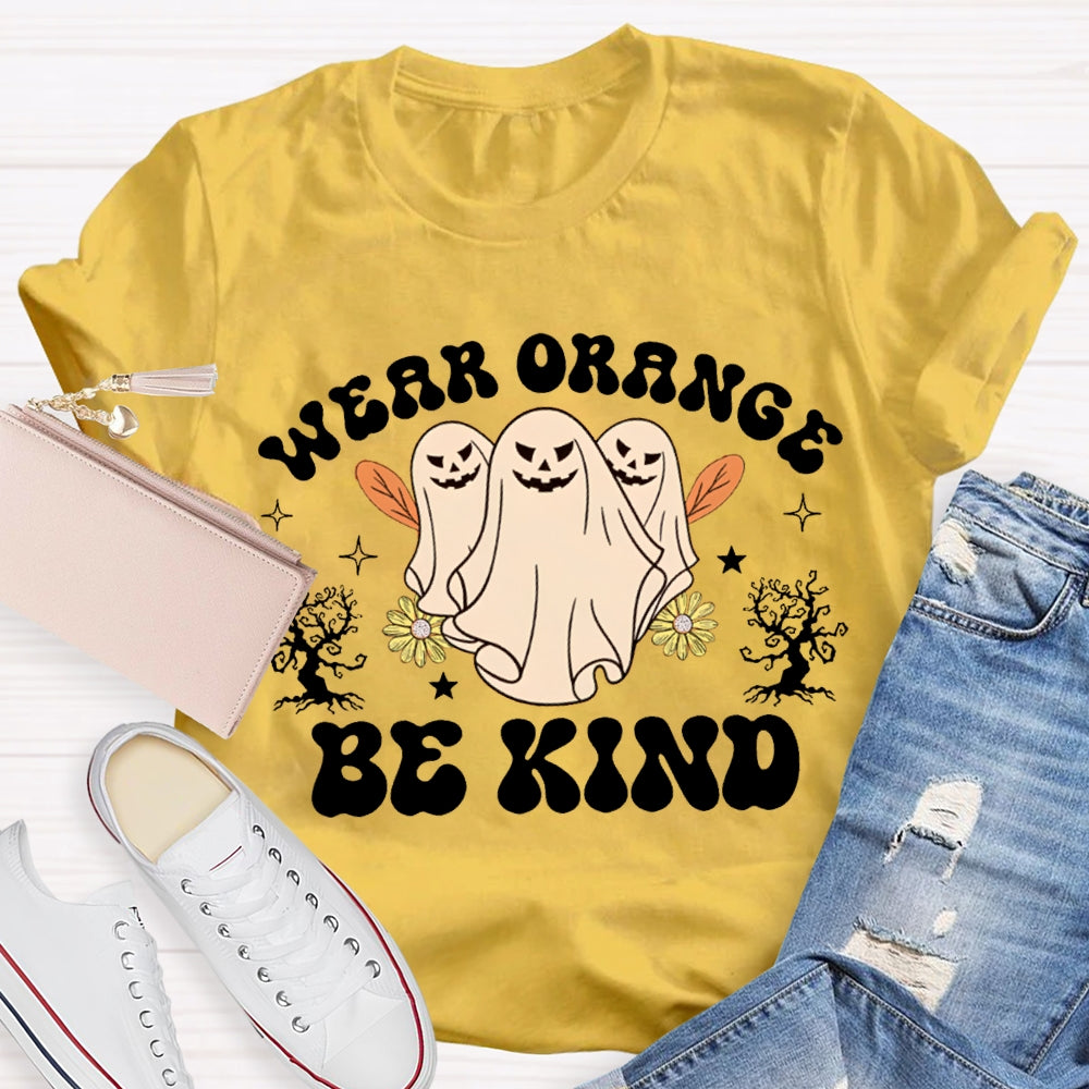 Wear Orange Be Kind Three Ghosts Halloween T-shirt