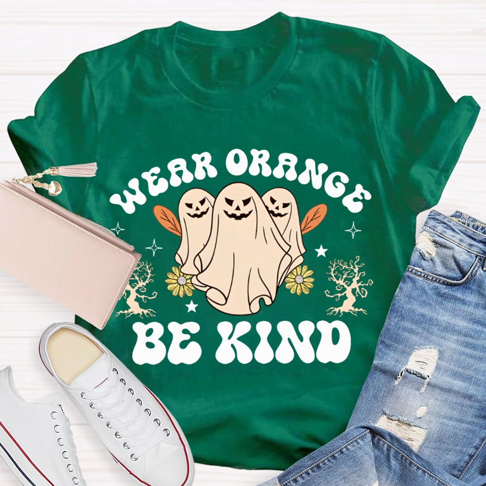 Wear Orange Be Kind Three Ghosts Halloween T-shirt