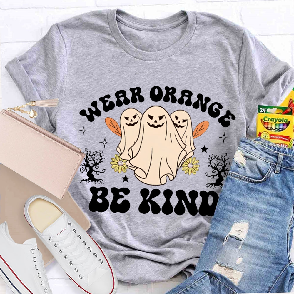 Wear Orange Be Kind Three Ghosts Halloween T-shirt