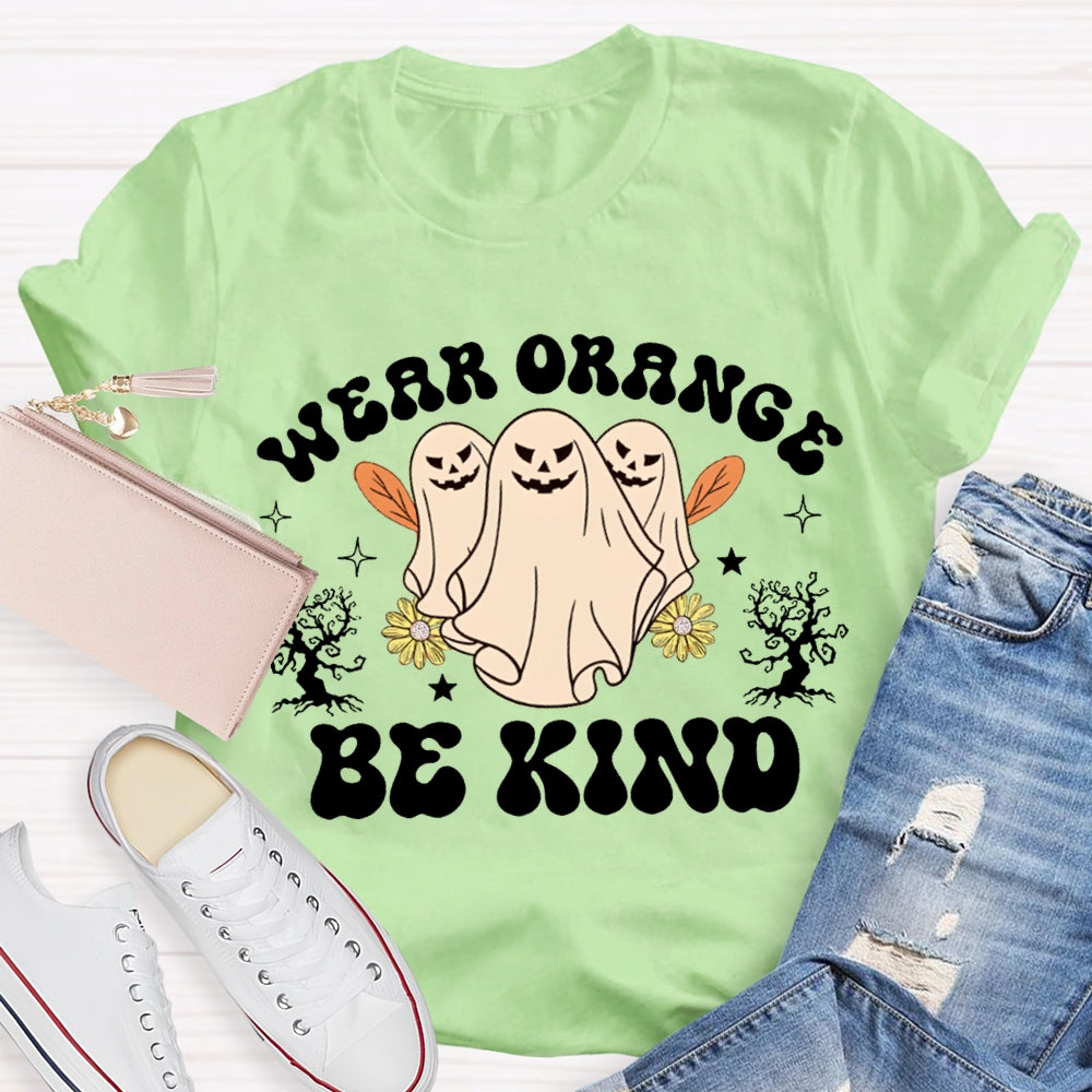 Wear Orange Be Kind Three Ghosts Halloween T-shirt