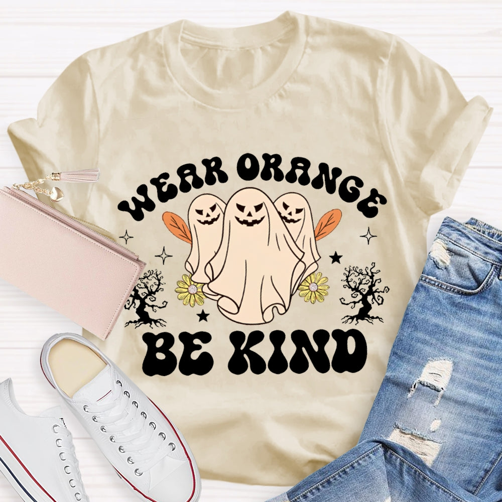Wear Orange Be Kind Three Ghosts Halloween T-shirt