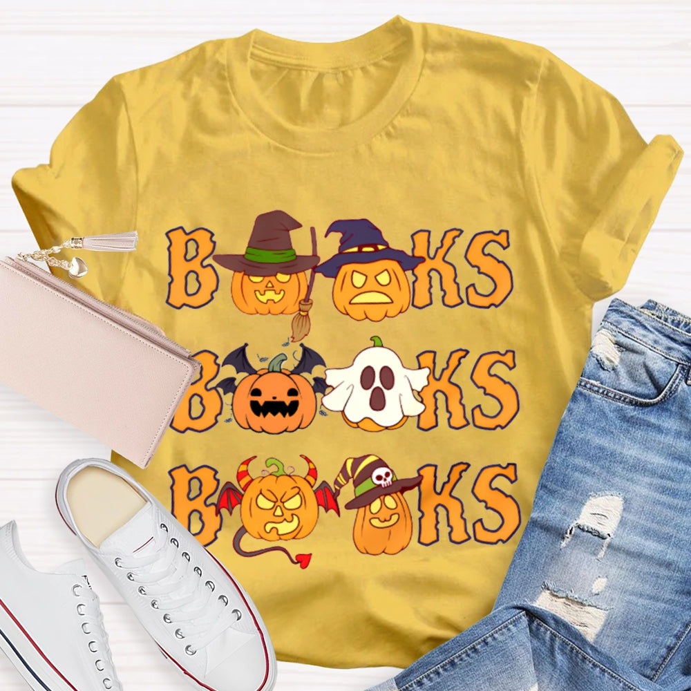 Books Orange Font And Pumpkin Halloween T-shirt