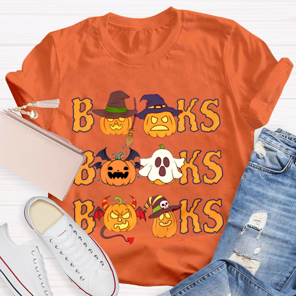 Books Orange Font And Pumpkin Halloween T-shirt