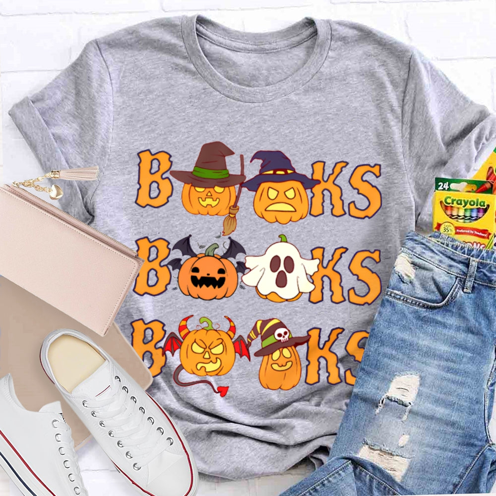 Books Orange Font And Pumpkin Halloween T-shirt