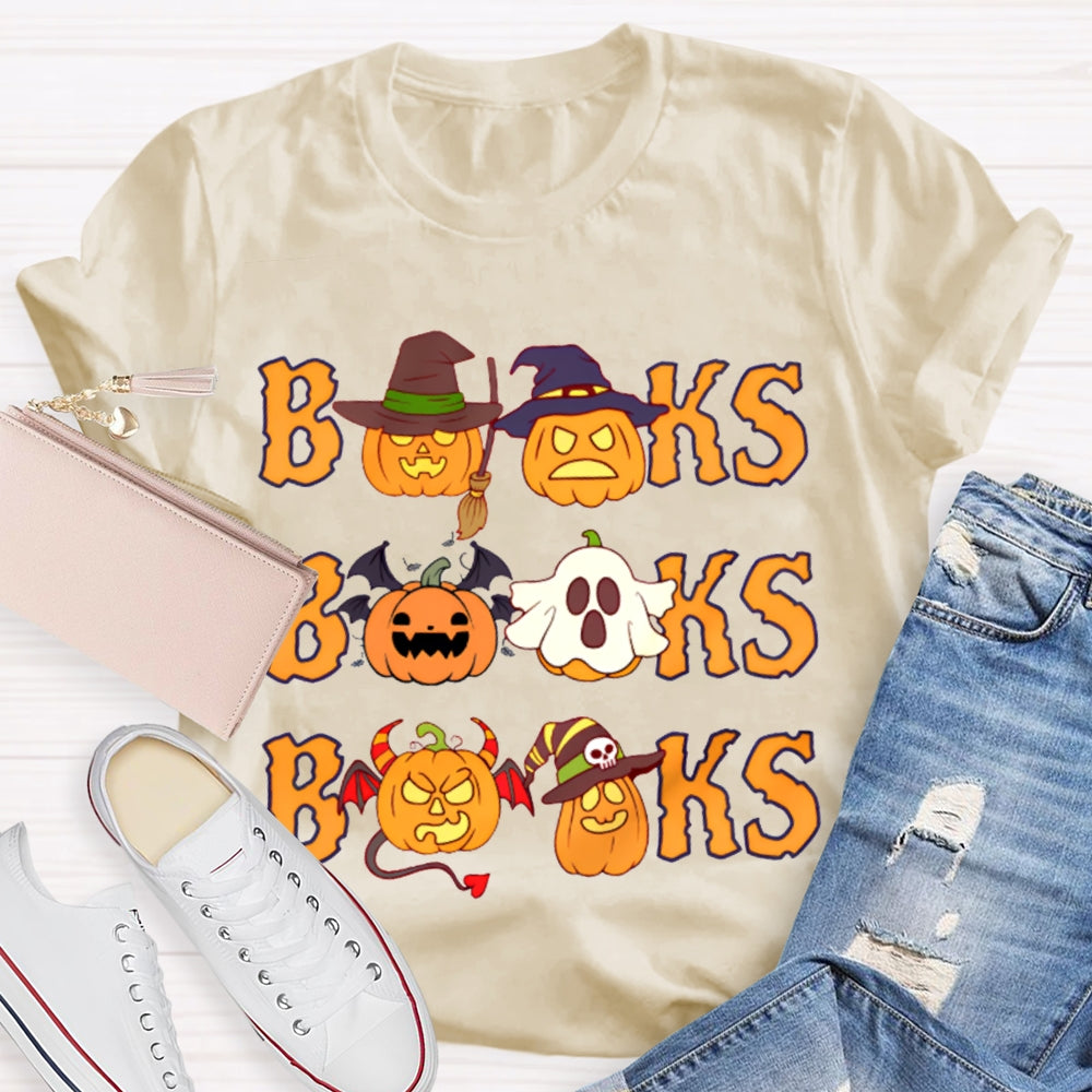 Books Orange Font And Pumpkin Halloween T-shirt