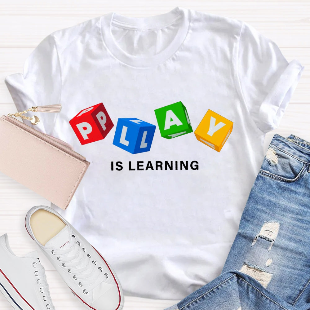 Play Is Learning Colorful Small Squares T-shirt