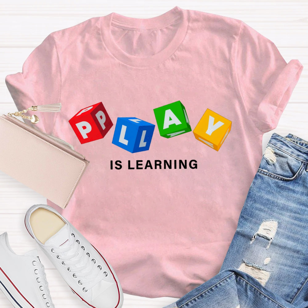 Play Is Learning Colorful Small Squares T-shirt