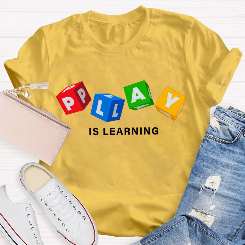 Play Is Learning Colorful Small Squares T-shirt