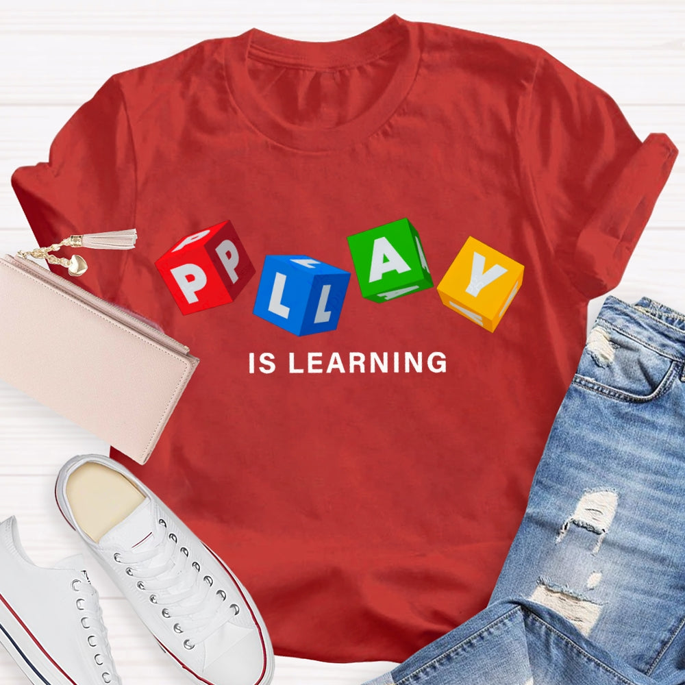 Play Is Learning Colorful Small Squares T-shirt