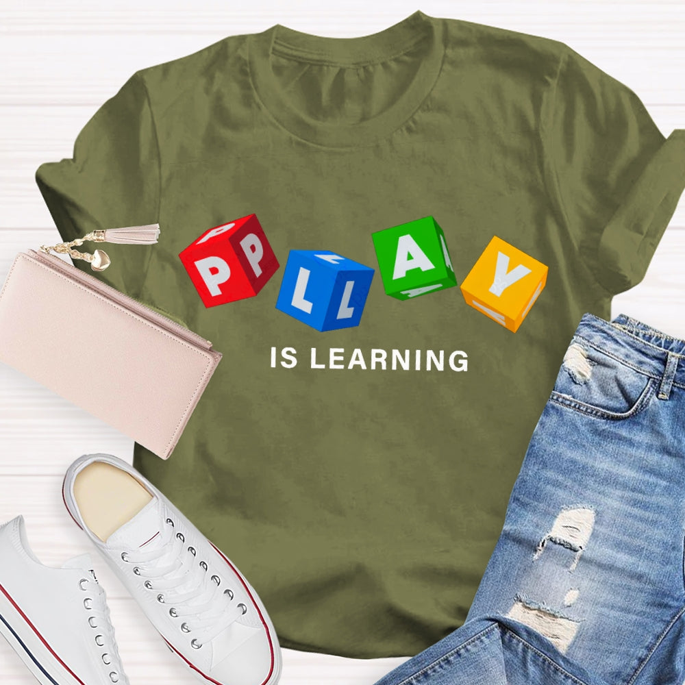 Play Is Learning Colorful Small Squares T-shirt