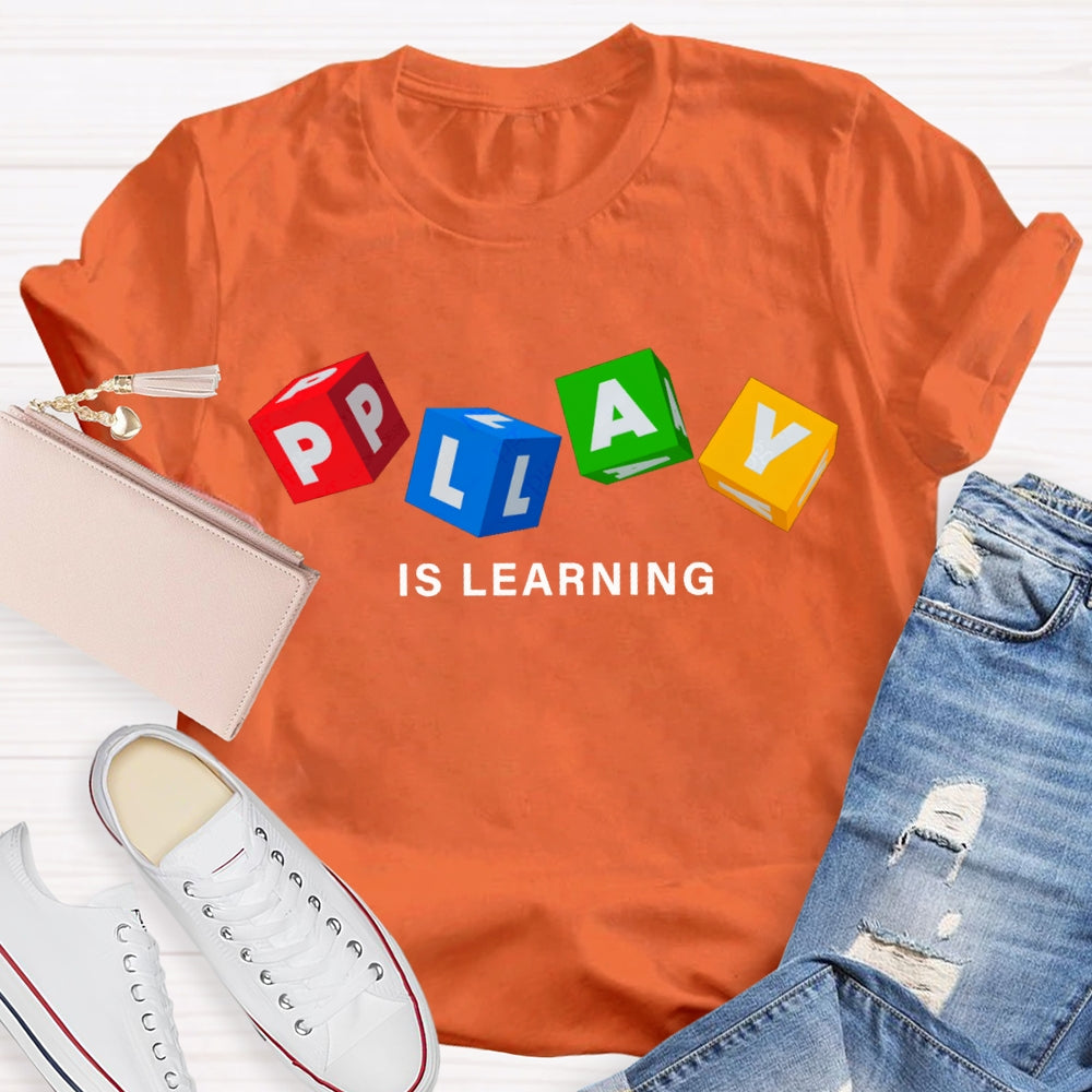 Play Is Learning Colorful Small Squares T-shirt