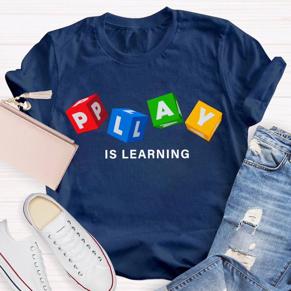 Play Is Learning Colorful Small Squares T-shirt