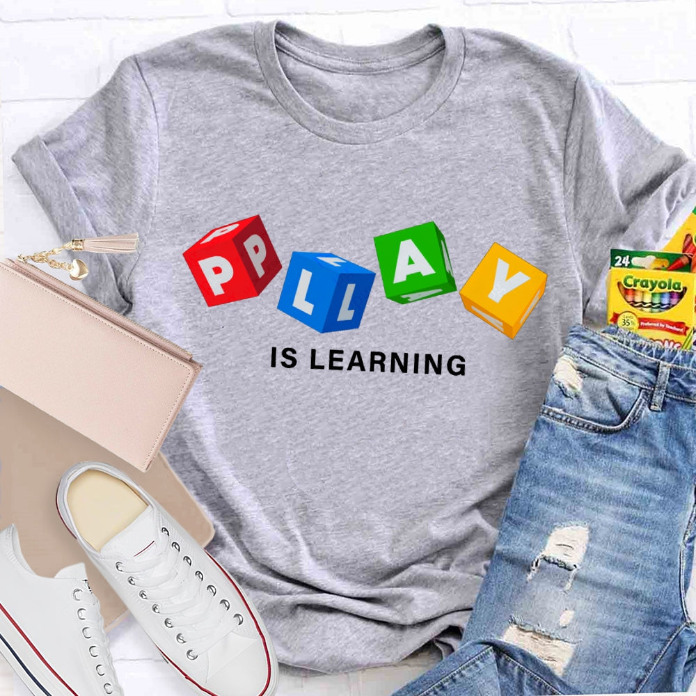 Play Is Learning Colorful Small Squares T-shirt