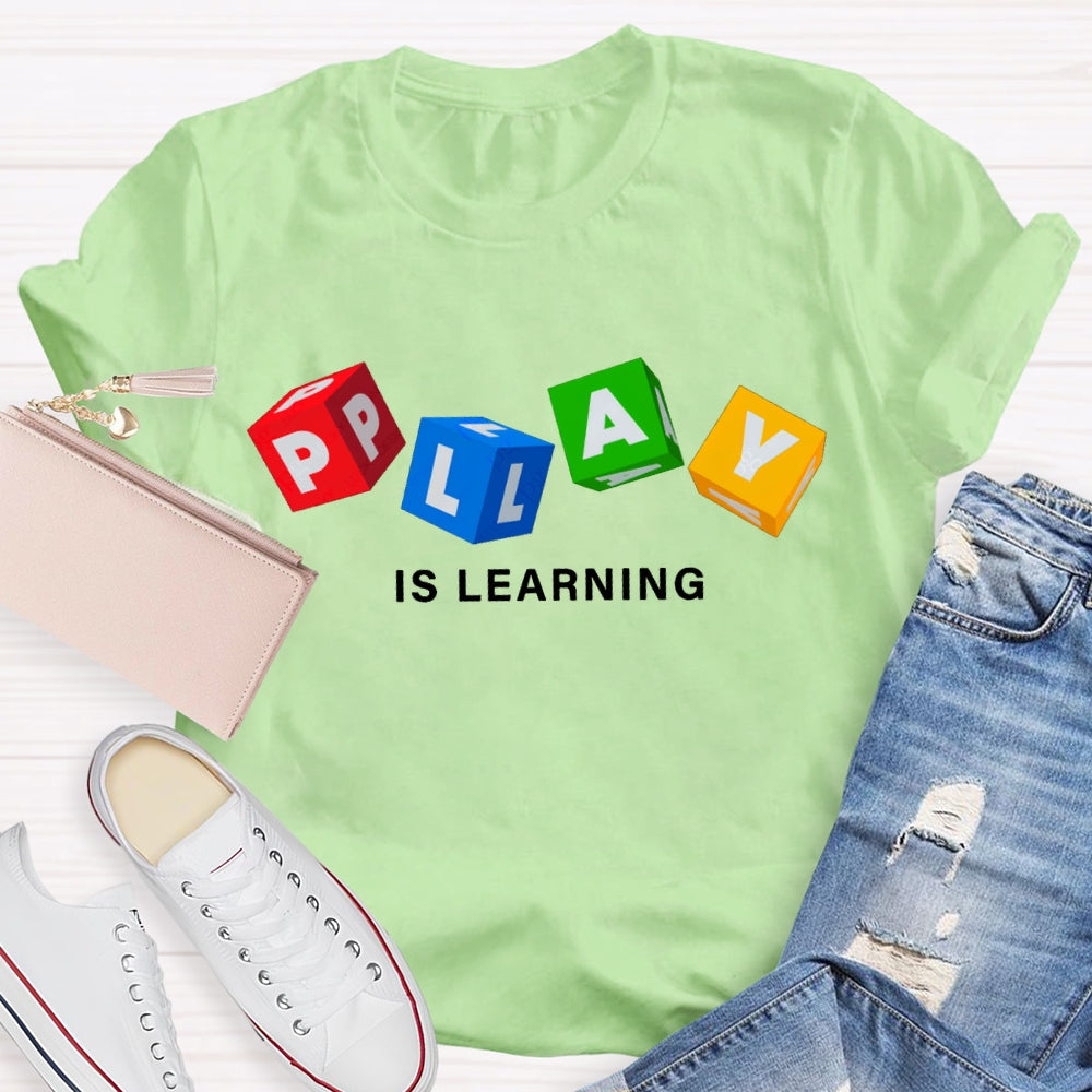 Play Is Learning Colorful Small Squares T-shirt