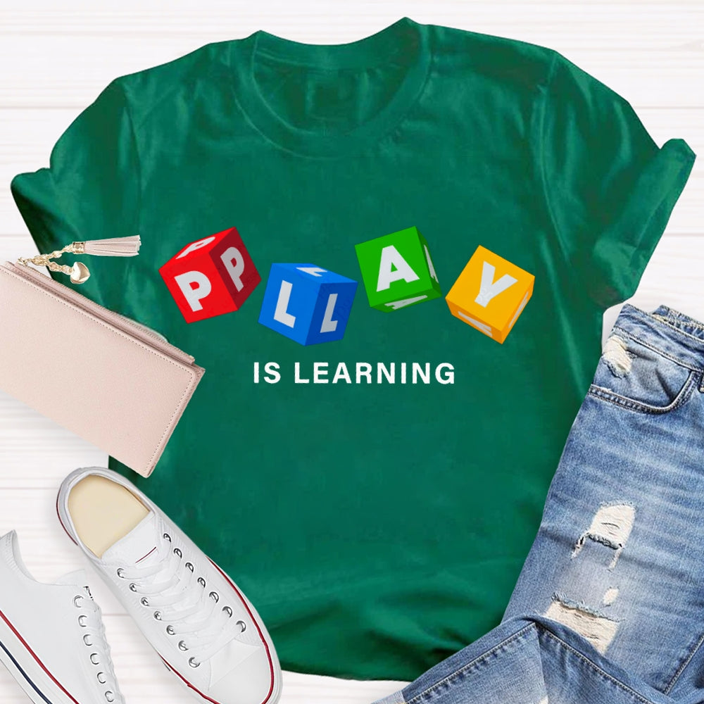 Play Is Learning Colorful Small Squares T-shirt