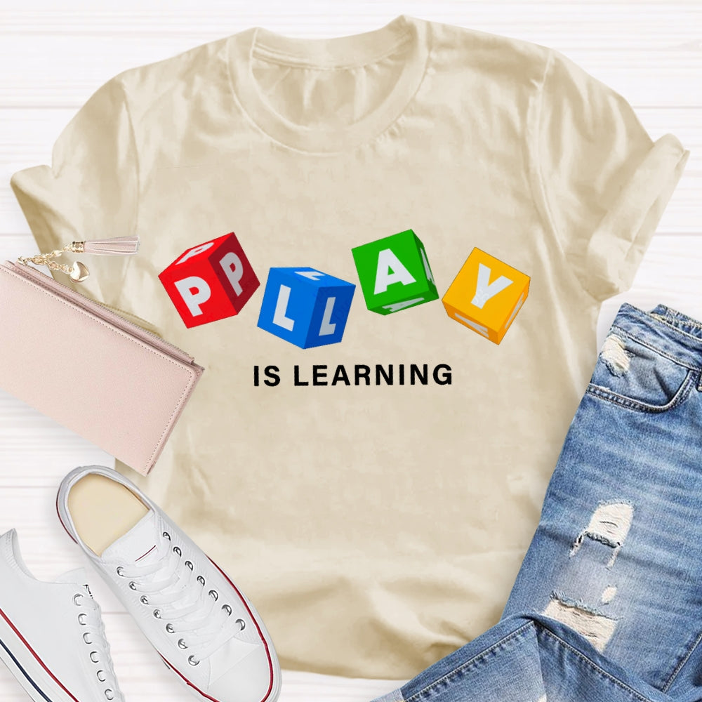 Play Is Learning Colorful Small Squares T-shirt