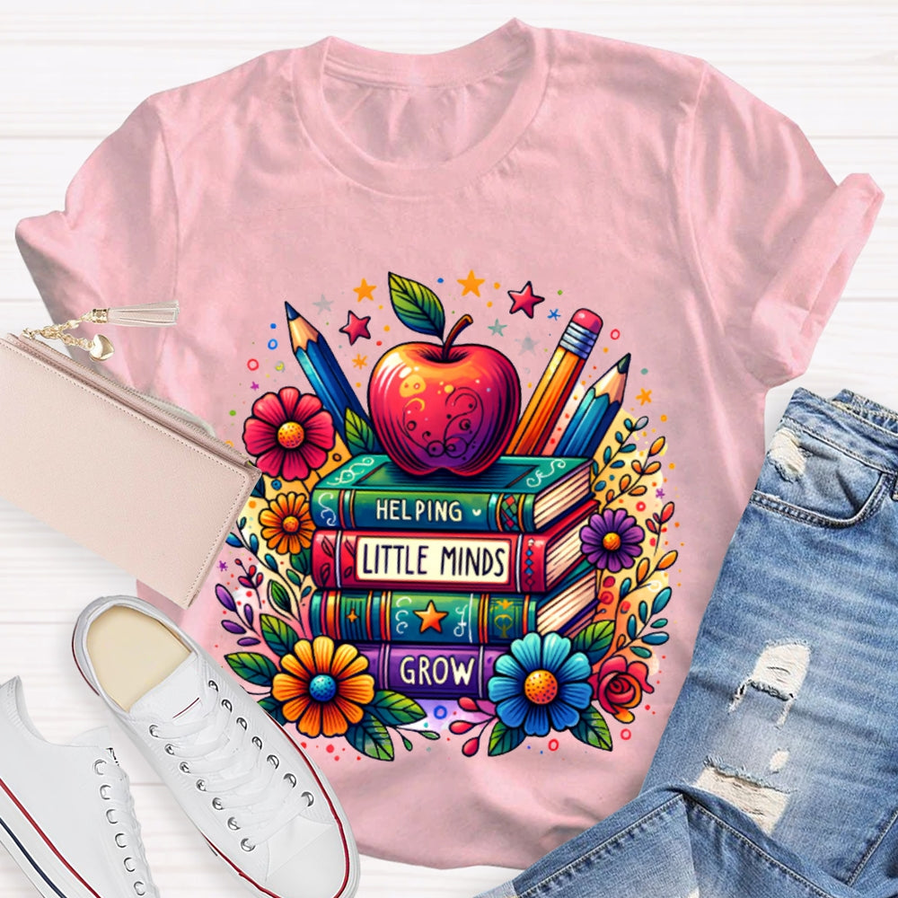 Helping Little Minds Grow Books Colorful Stamens And Apples T-shirt