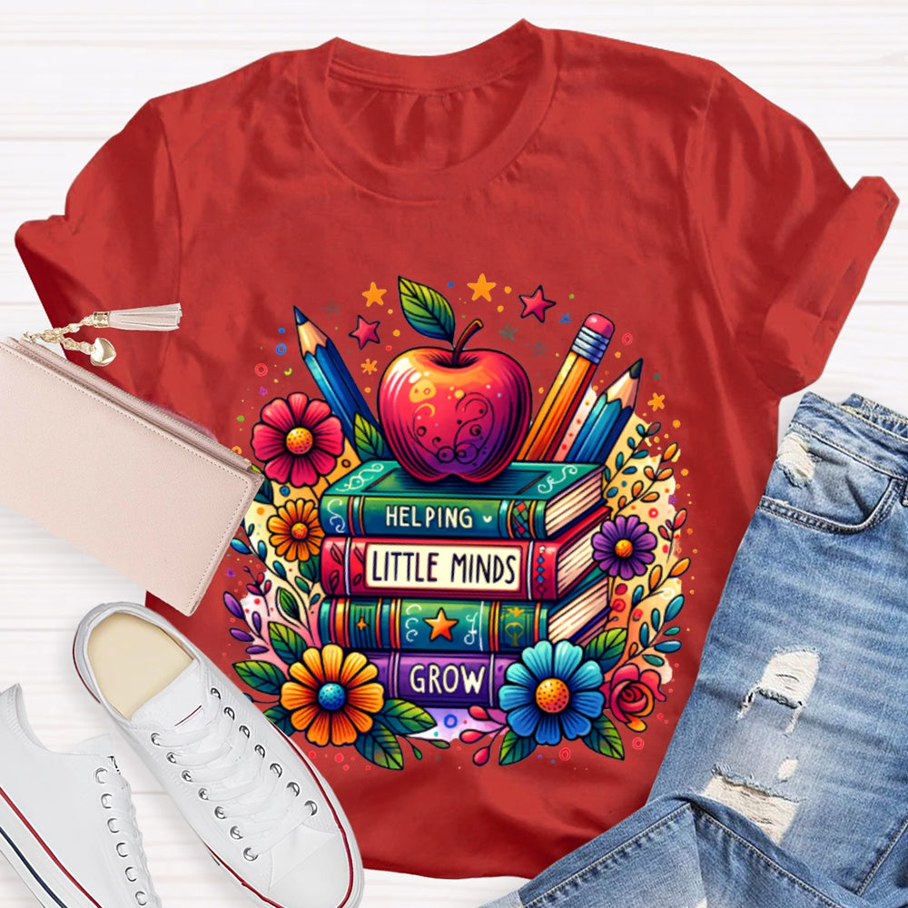 Helping Little Minds Grow Books Colorful Stamens And Apples T-shirt