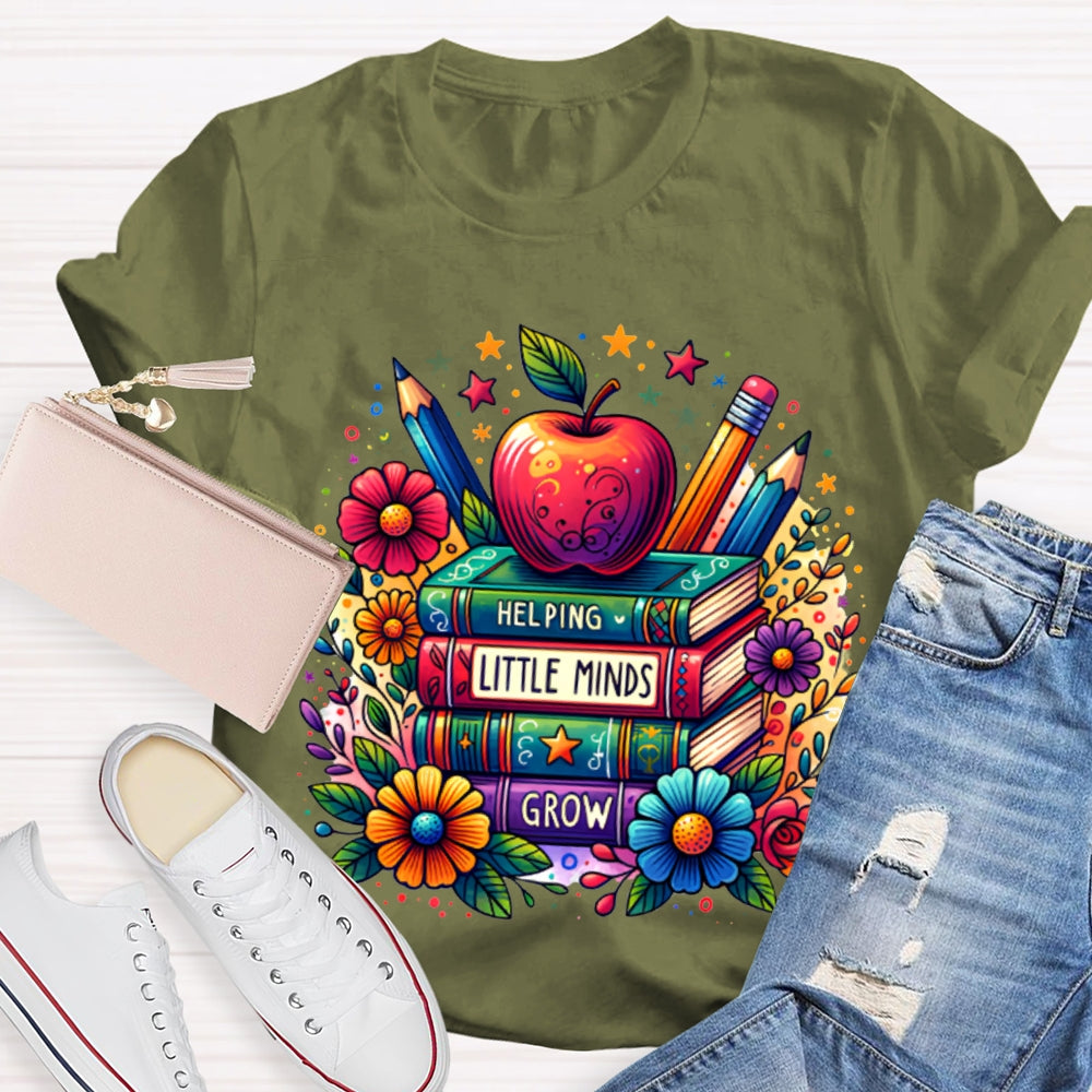 Helping Little Minds Grow Books Colorful Stamens And Apples T-shirt