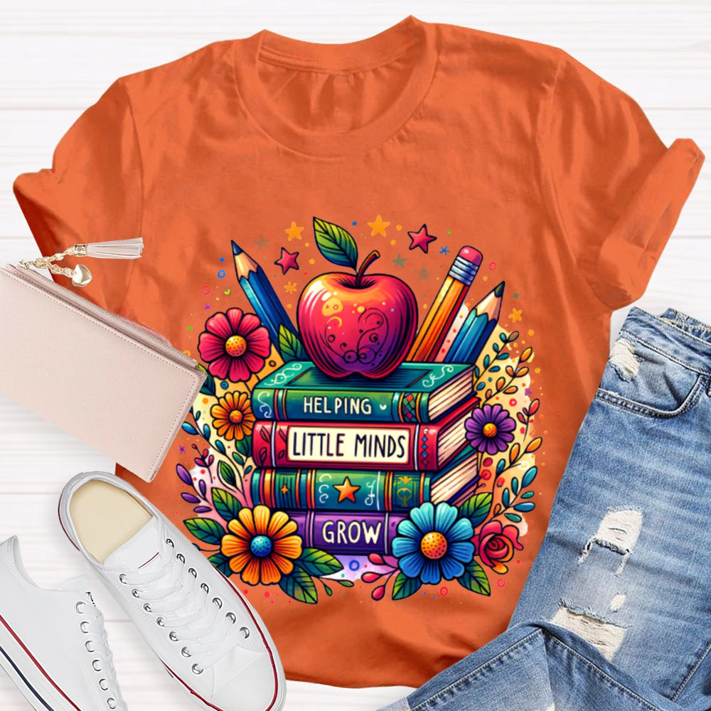 Helping Little Minds Grow Books Colorful Stamens And Apples T-shirt