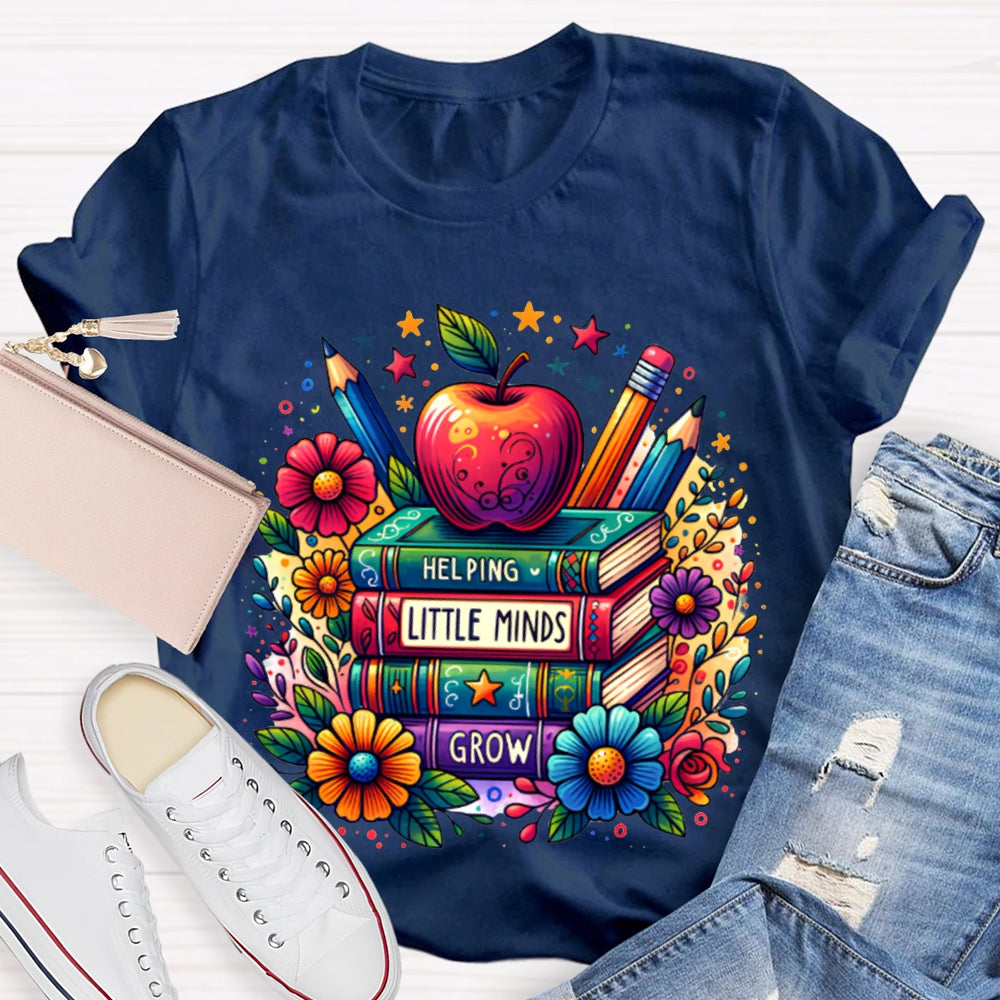 Helping Little Minds Grow Books Colorful Stamens And Apples T-shirt