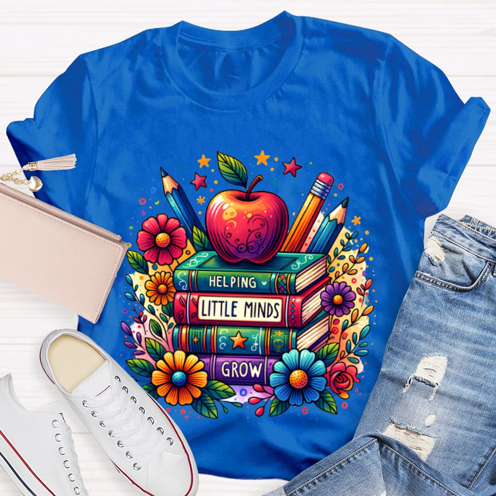 Helping Little Minds Grow Books Colorful Stamens And Apples T-shirt