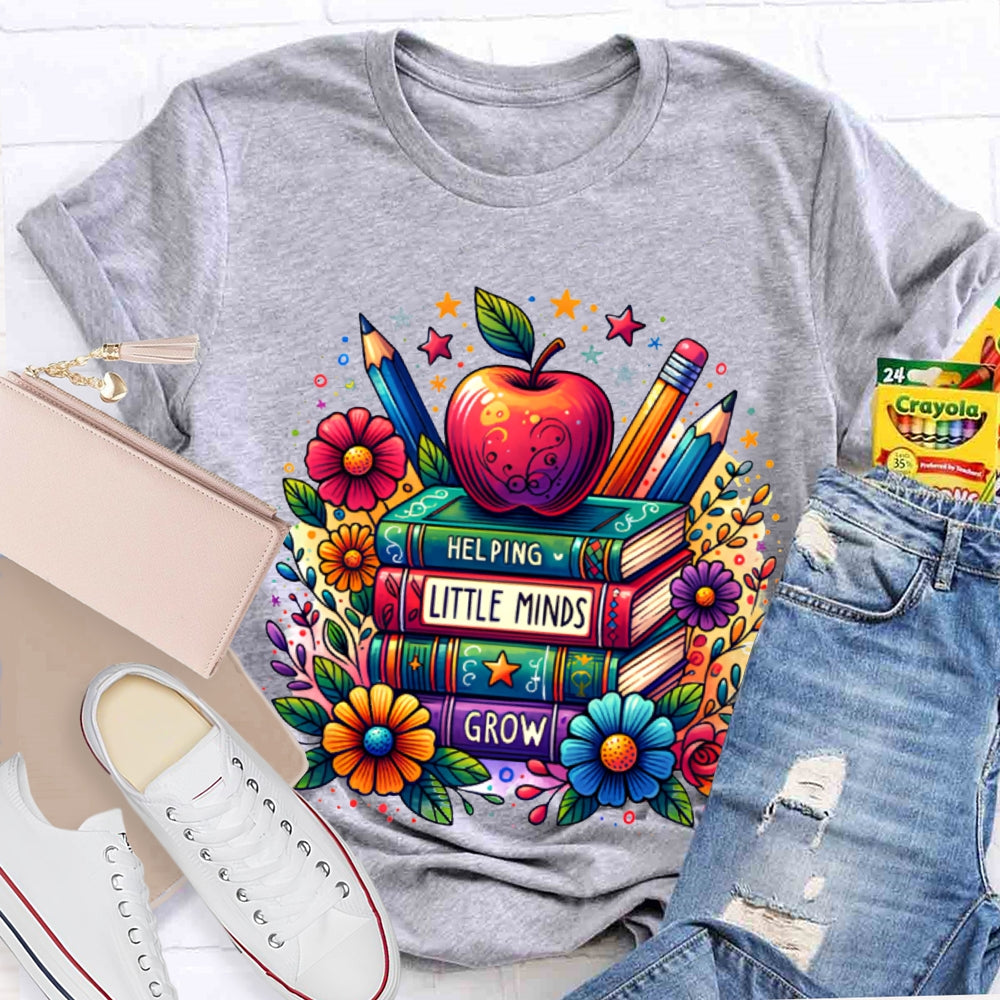 Helping Little Minds Grow Books Colorful Stamens And Apples T-shirt