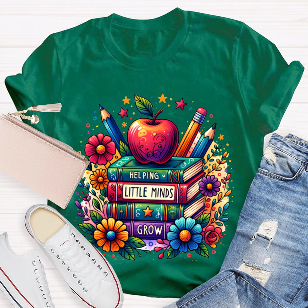 Helping Little Minds Grow Books Colorful Stamens And Apples T-shirt