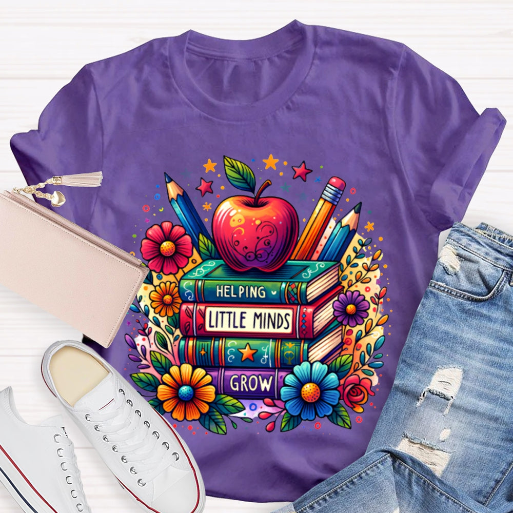 Helping Little Minds Grow Books Colorful Stamens And Apples T-shirt