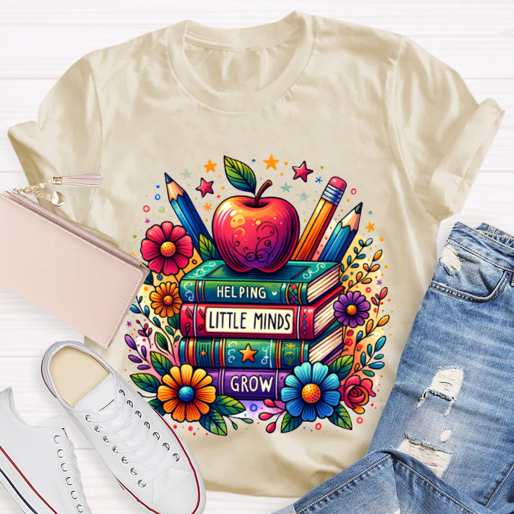 Helping Little Minds Grow Books Colorful Stamens And Apples T-shirt