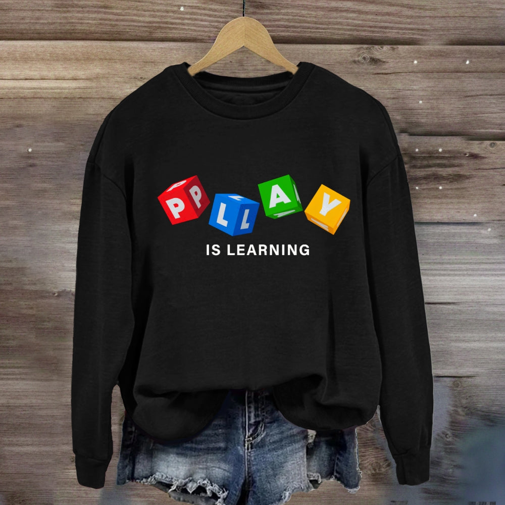 Play Is Learning Colorful Small Squares Sweatshirt