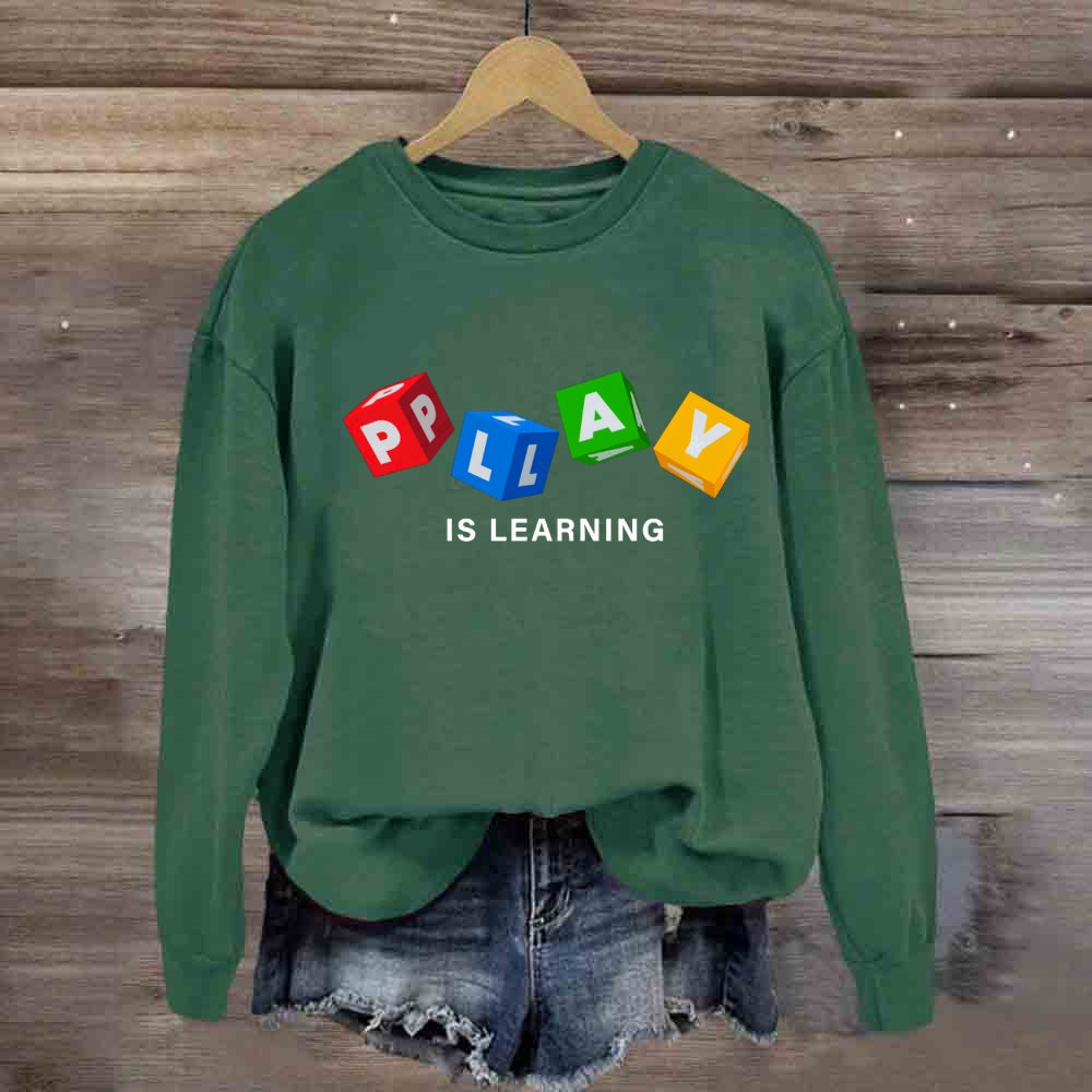 Play Is Learning Colorful Small Squares Sweatshirt