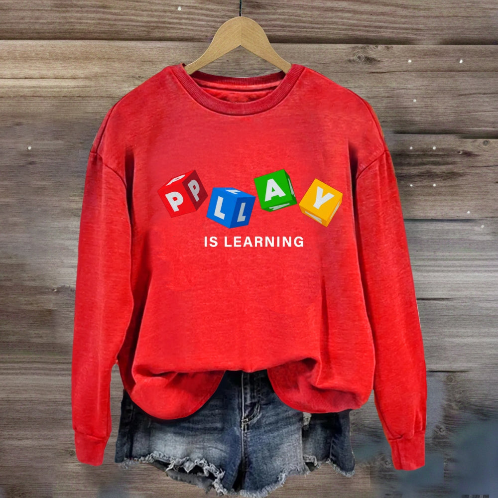 Play Is Learning Colorful Small Squares Sweatshirt