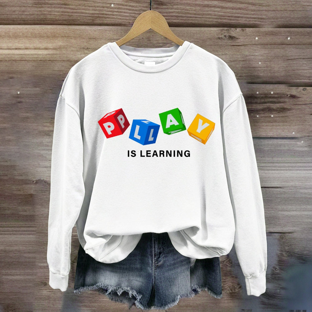 Play Is Learning Colorful Small Squares Sweatshirt