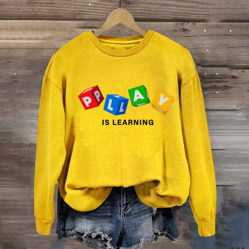 Play Is Learning Colorful Small Squares Sweatshirt
